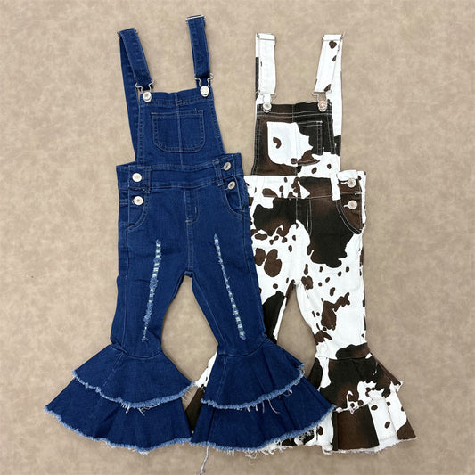 kids girls bell bottom denim overall