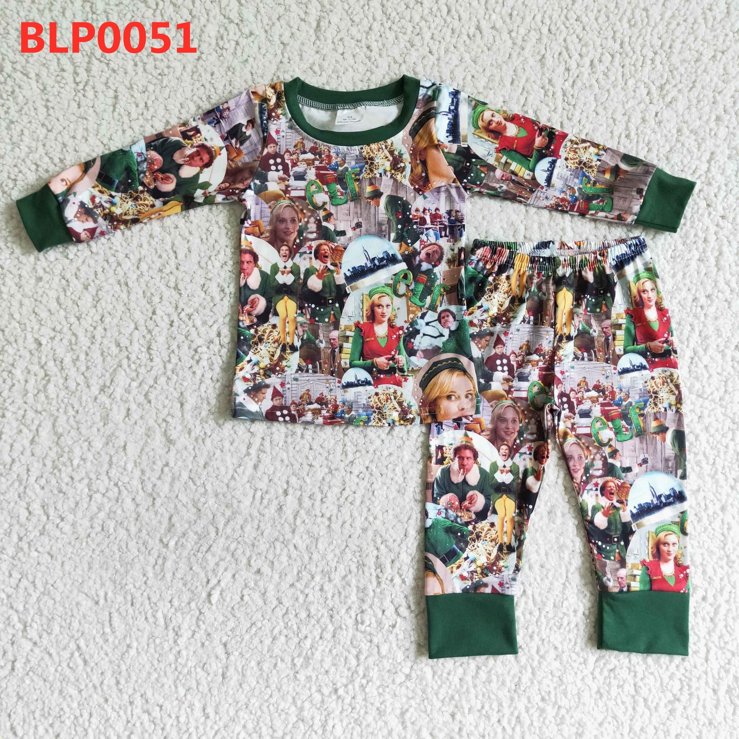 Baby Sibling Christmas Long Sleeve Green Pajama Set