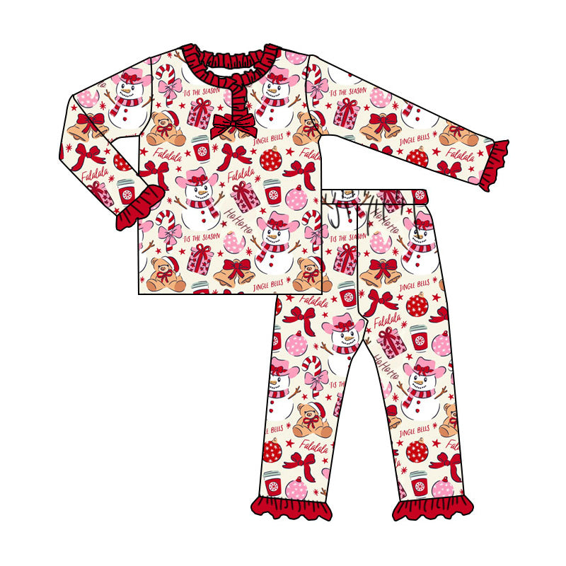 20 MOQ Preorder Kids Girls Sibling Bamboo  Chrismtas Snowman Pajama Set and Romper