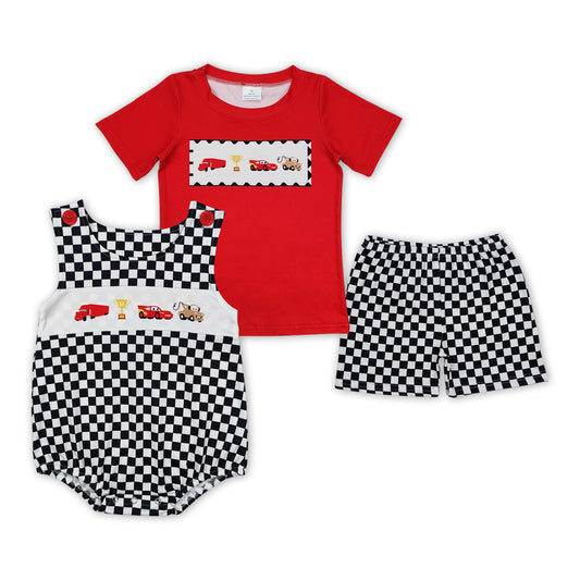 Sibling Baby Boys Cartoon Cars Print Clothes Set