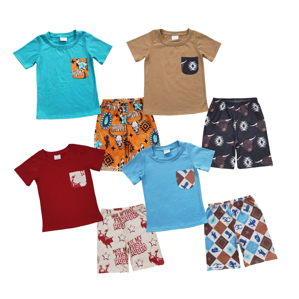 Toddler Boys Sibling Western Shorts Set