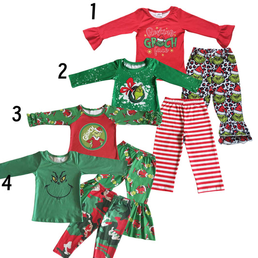 Baby  Sibling Christmas Green Face Outfit