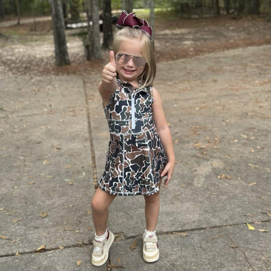 Baby Girls Brown Camo Sport Active Dress With Zipper