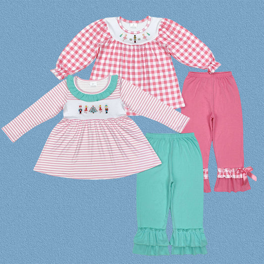 Sibling Baby Girls Christmas Nutcracker Applique Tunic  Top Outfit