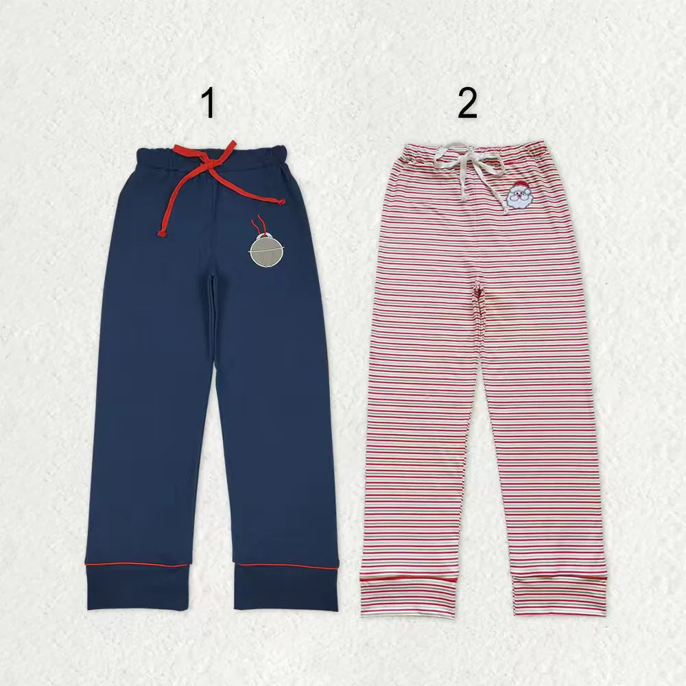 Adult Women Embroidery Santa Lights Christmas Pajamas Flare Pants