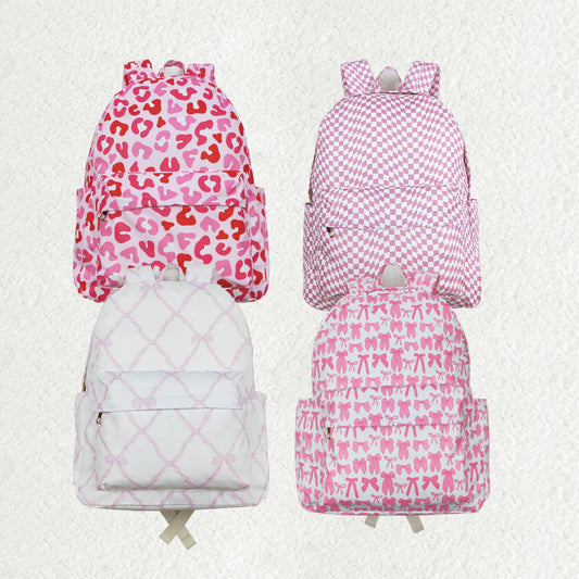 Kids Girls Sister Sibling Pink Leoard Bows Plaid Backpack Bags