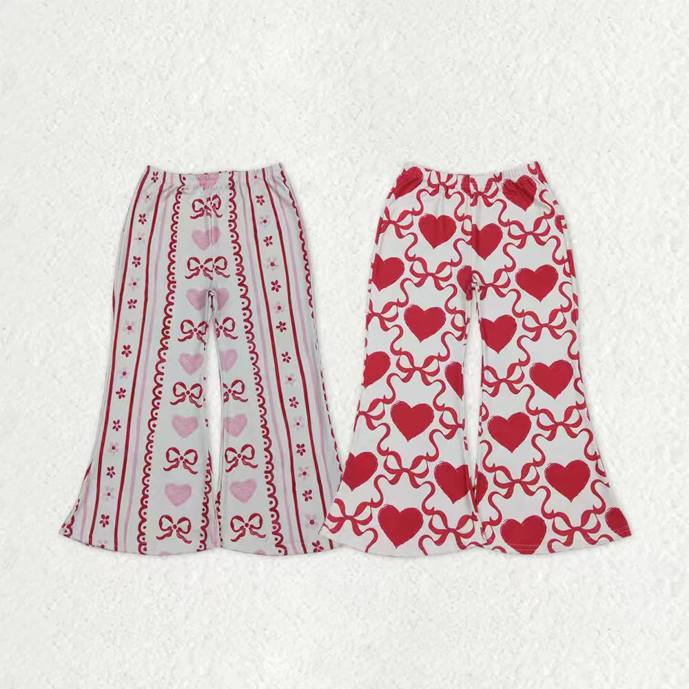 Sibling Baby Girls Valentine's Day Heart Bell Bottom Pants