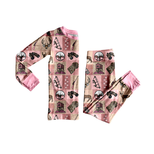 20 MOQ Preorder Baby Girls Hunting Long Sleeve Bamboo Pajama Set