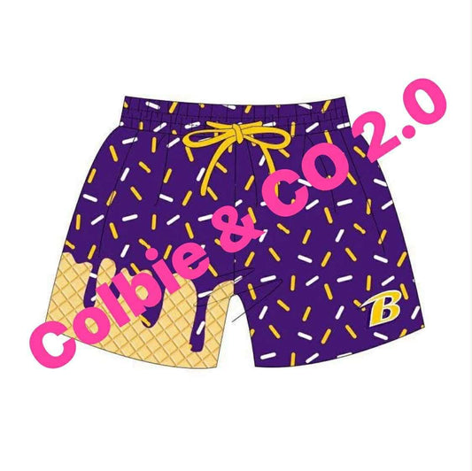 Preorder 5 MOQ Baby Boys Ice Crea Purple Color Shorts Sport Team