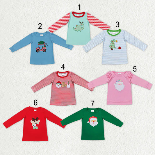 Sibling Baby Boys Chrismtas Applique Long Sleeve Shirts Top