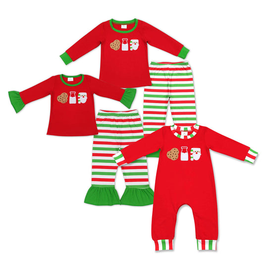 Baby Boys Girls Sibling Chrismtas Cookie Milk Santa Sleeper Pajama