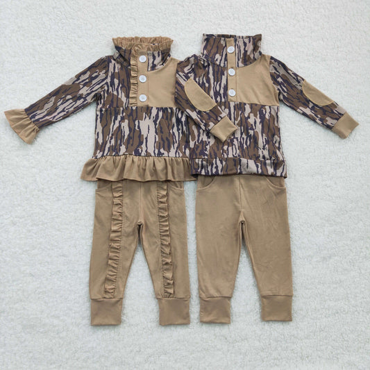 Camo Pullover Pants Kids Sibling Girls Boys Clothing Set