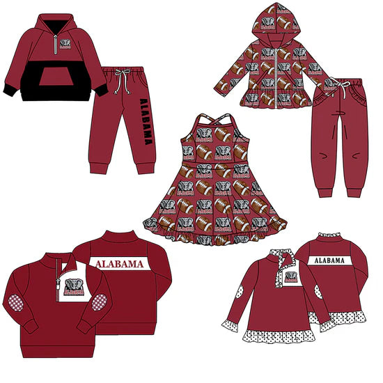 Preorder 5 MOQ Kids Sport Football Team  Alabama Matching Clothing