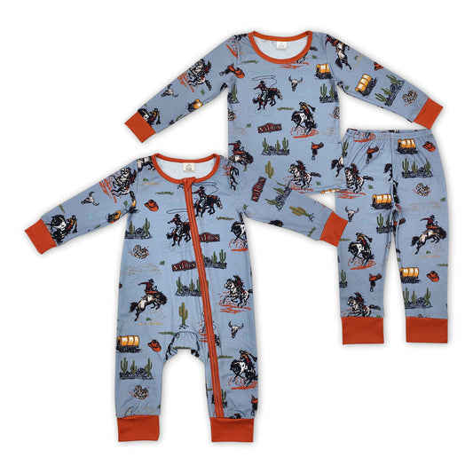 Baby Boys Brother Western Rodeo Pajama Romper Sleep Wear