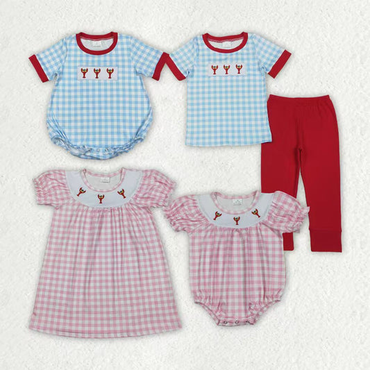 SIbling Girls Boys Mardi Gras Crayfish Pants Set /Dress/Romper