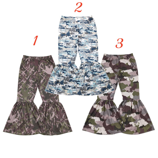 Baby Girls Sister Camo Deer Hunting Bell Bottom Pants