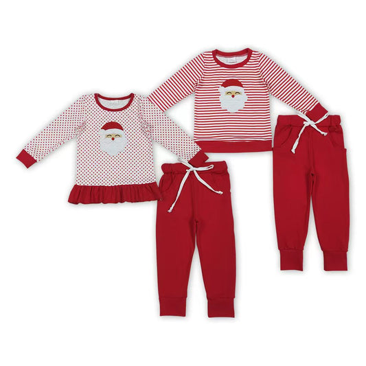 Sibling Baby Girls Boys Christmas Applique Santa Outfit