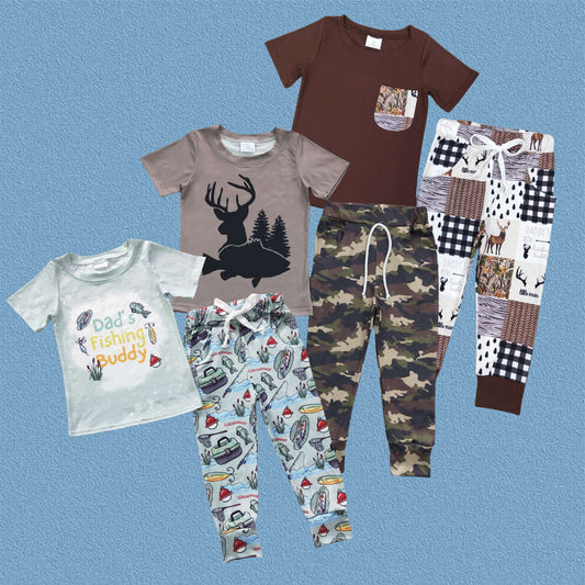 Baby Boys Sibling Hunting Fishing Pocket Pants Outfit