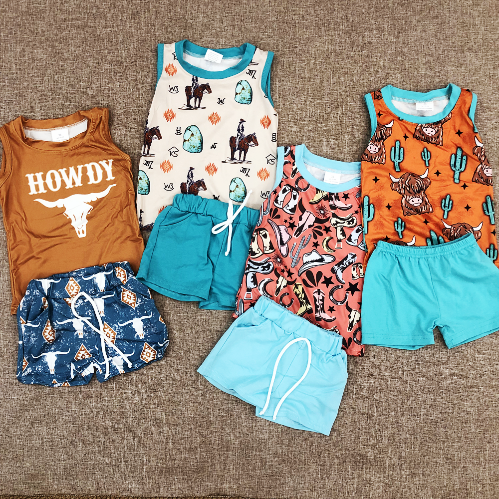 Western Baby Boys Summer Sleeveless Top Shorts Set