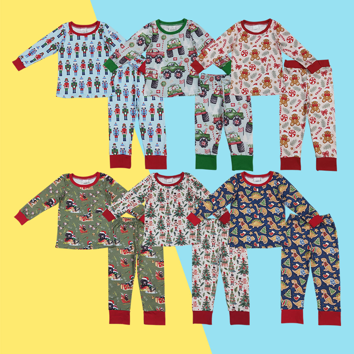 Sibling Baby Boys Christmas  Long Sleeve Pajama Set
