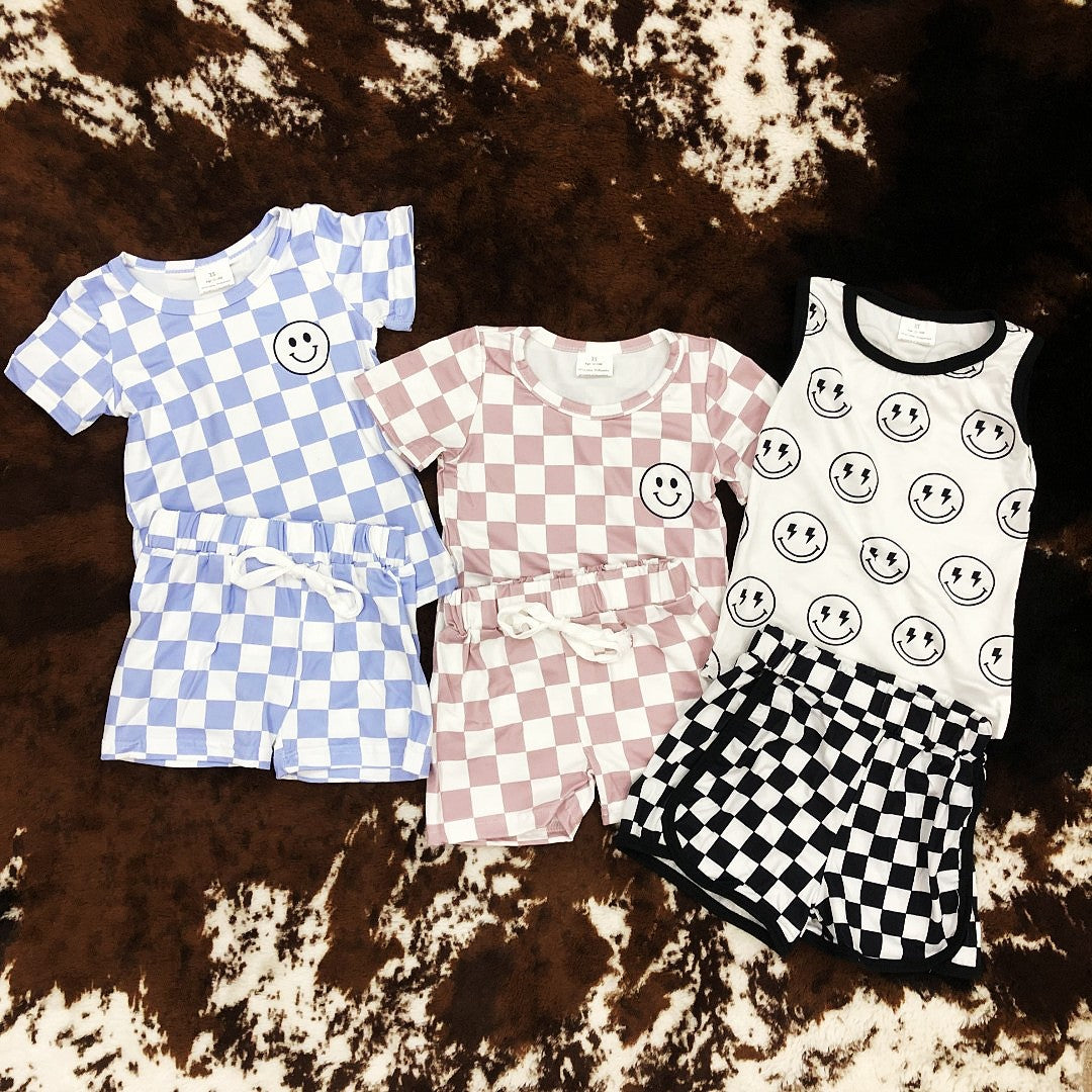 Sibling Baby Boys Summer Happy Face Shorts Set