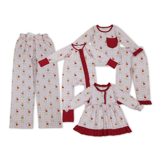 Family Valentine's Day Heart Dog Print Matching Pajamas