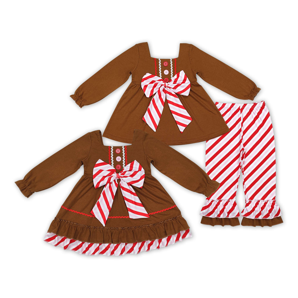 Baby Girls Sister Christmas Gingerbread  Set and Dress