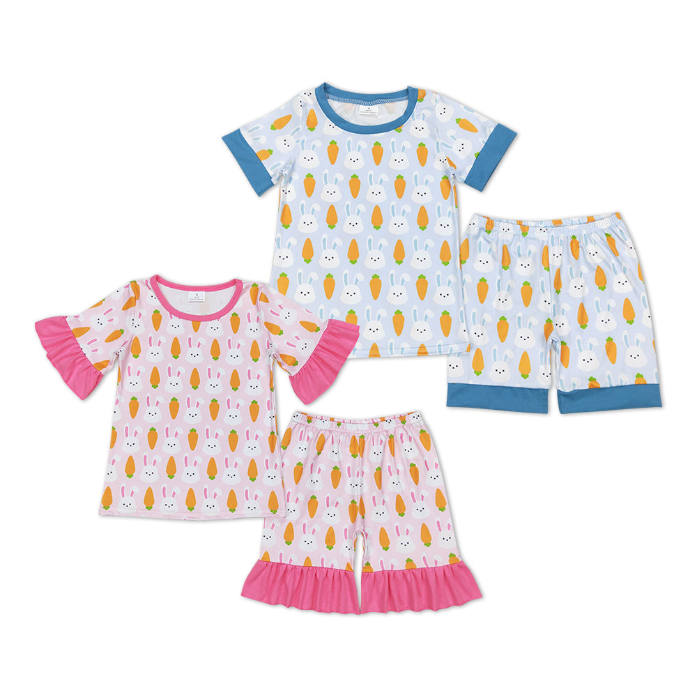 Baby Sibling Easter Cute Rabbit Carrot Shorts Set