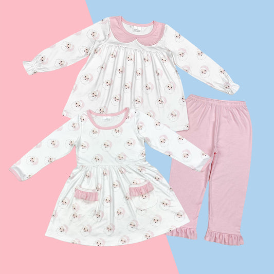 Toddler Girls Sister Sibling Christas Santa Pink Pants set and Dress