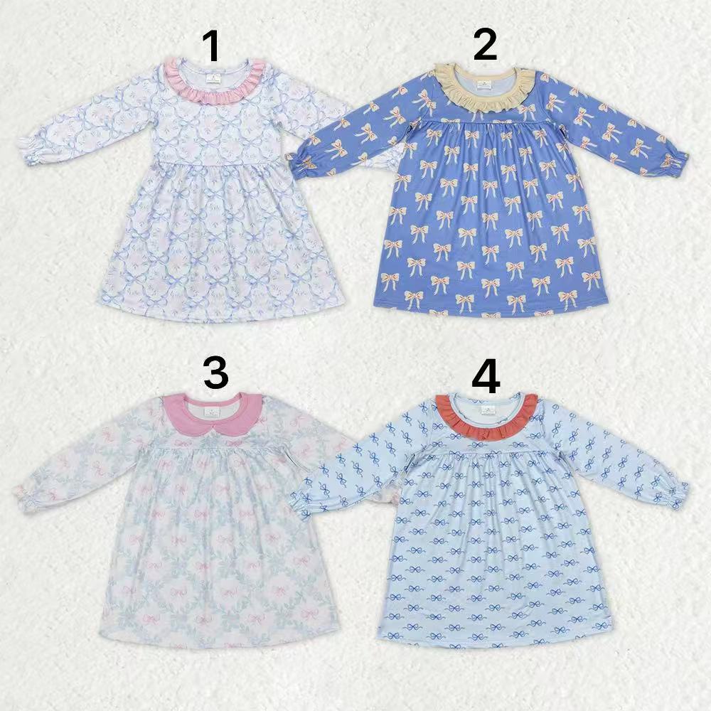 Sibling Baby Girls Floral Ruffle Collar Knee Length Dress