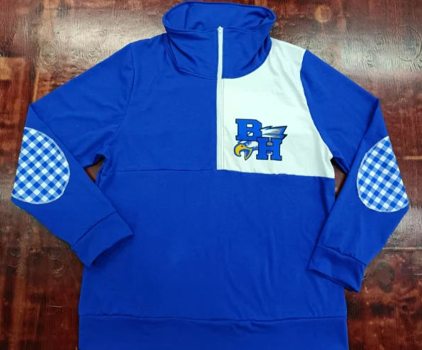Preorder 5 MOQ Baby Girls and Boys Sport Team Blue BH Eagles Long Sleeve Pullover Top