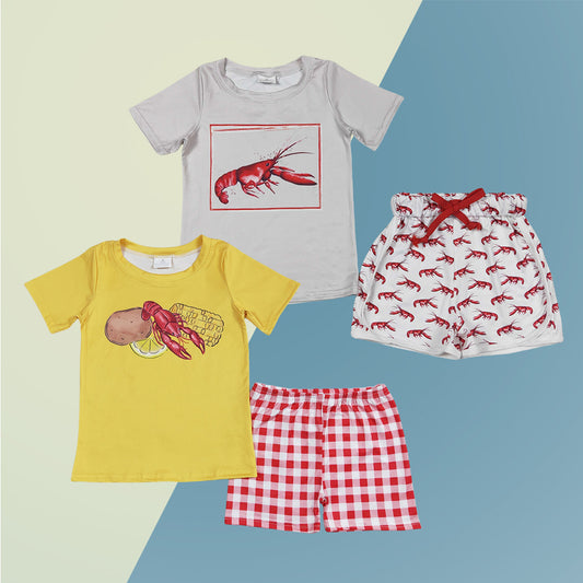 Summer Toddler Boys Crayfish Shorts Set
