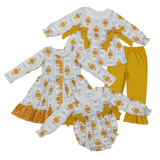 Sibling Baby Girls Fall Pumpkin Matching Clothing