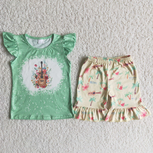 Summer Baby Girls Guitar Floral Outfit