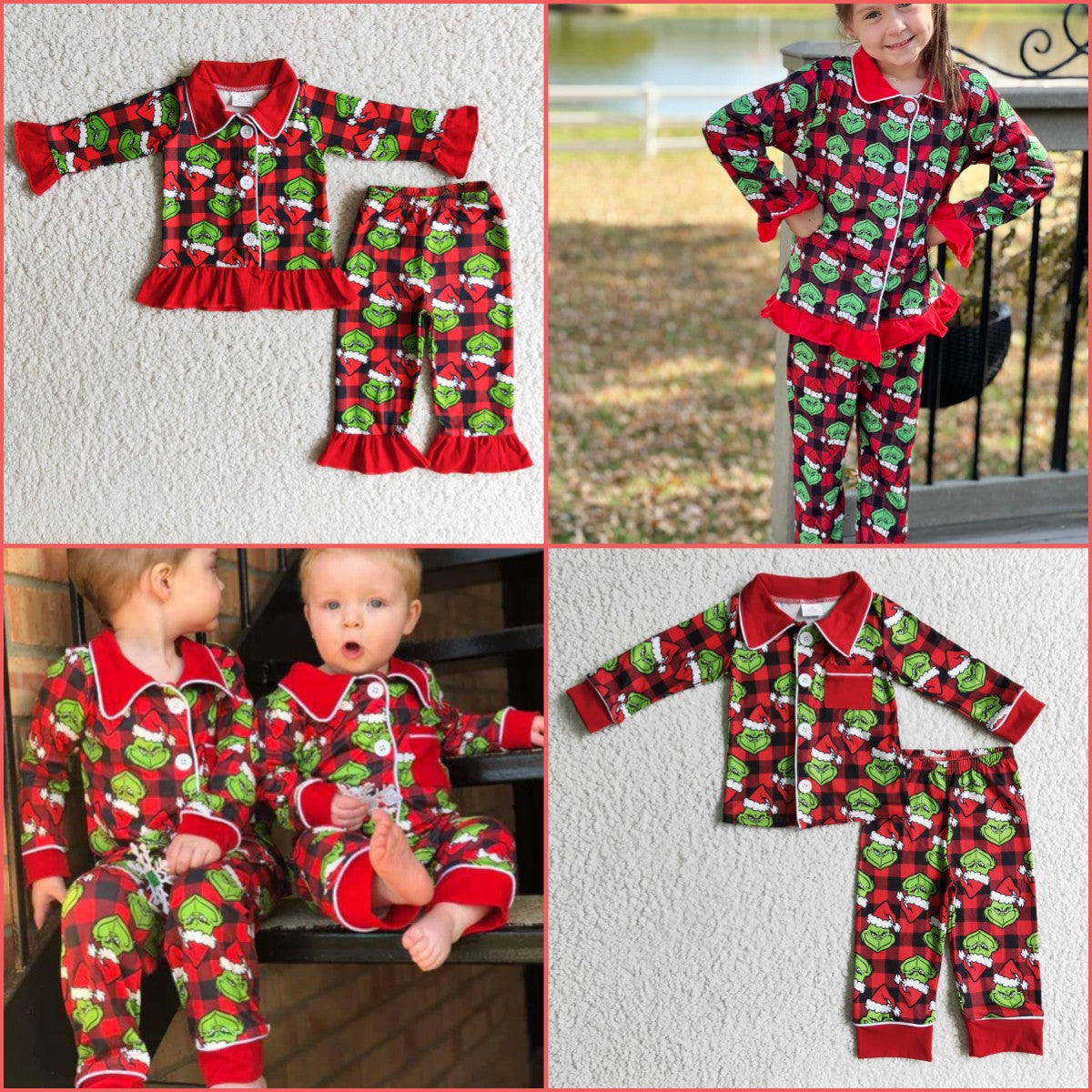 Sibling Design Toddler Boys Girls Christmas Grinc Pajama Set