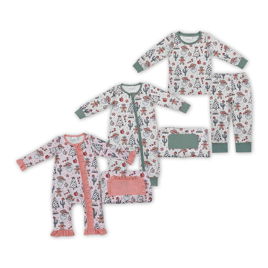 Sibling Girls Boys Christmas Western Howdy Pajama Set and Romper