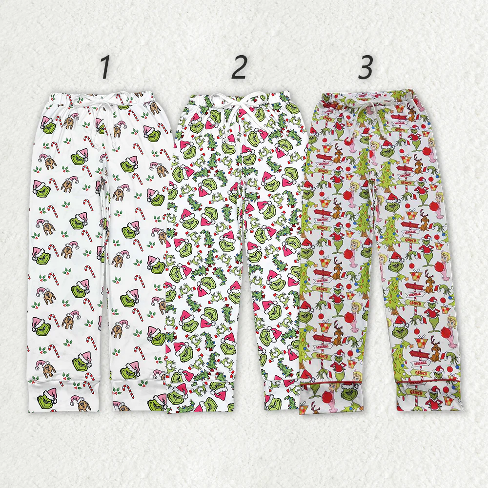 Adult Women Christmas Green Face Pants Pajamas