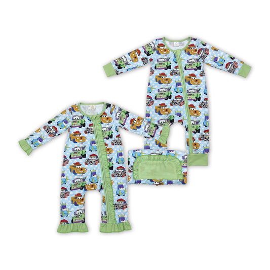 Sibling Boys Brother Cartoon Toy Car Zip Romper