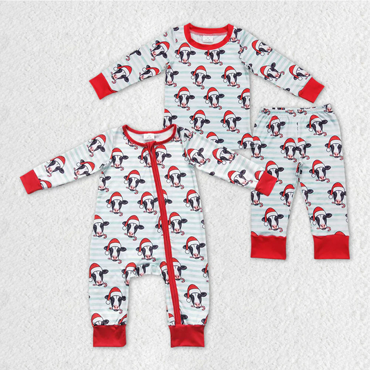 Baby Boys Brother Christmas Cow Pajama and Romper