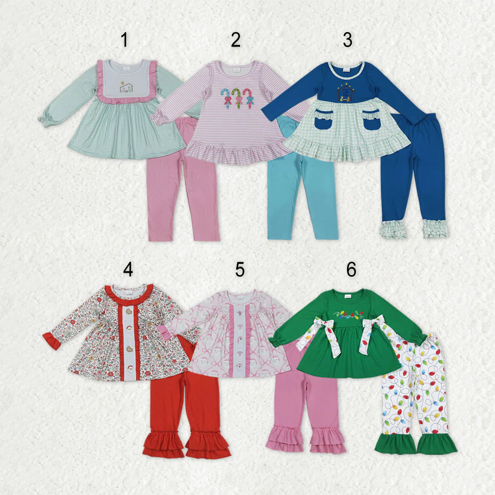 Sibling Baby  Girls Embroidery Tunic Top With Pants Outfit