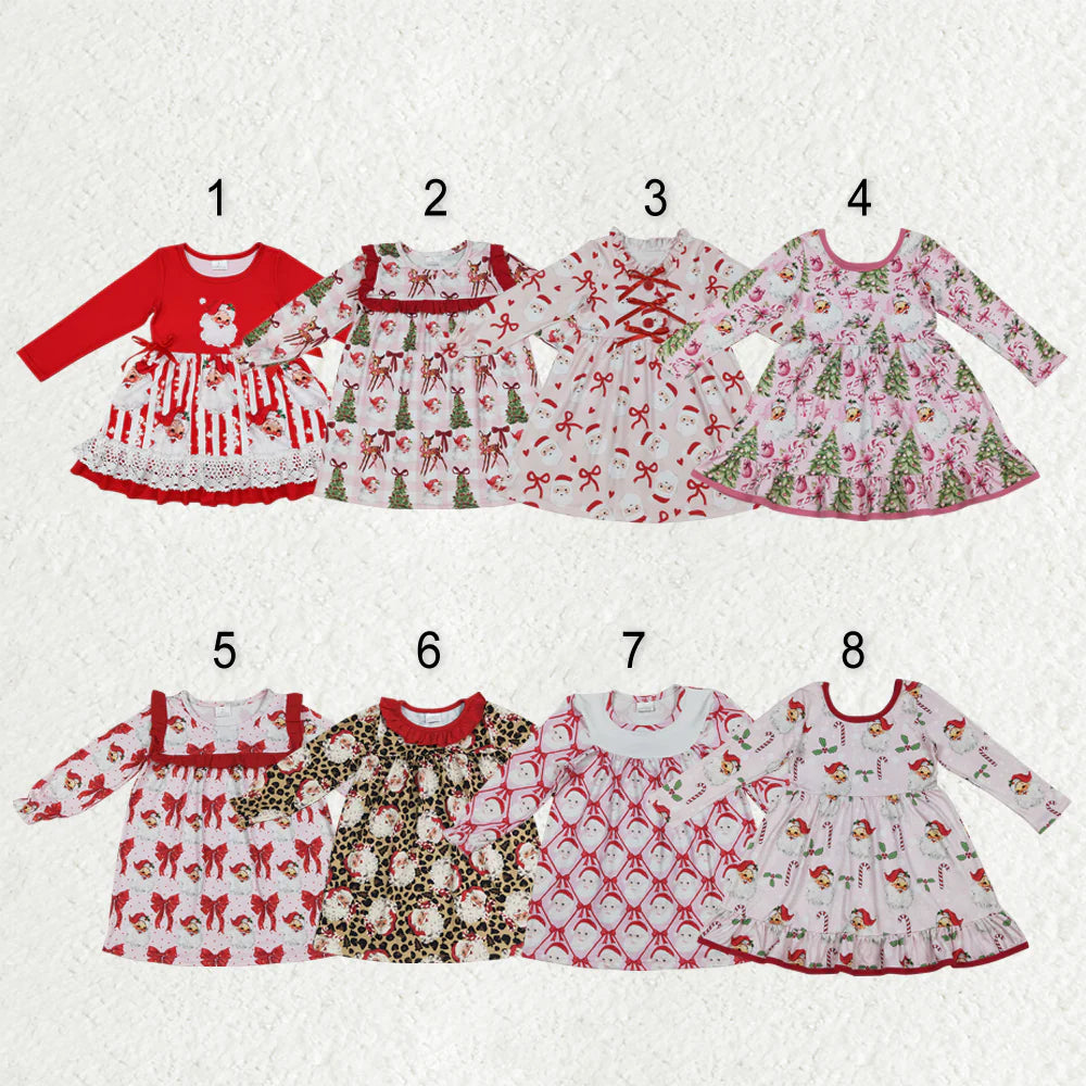 Sibling Baby Girls Chrismtas  Long Sleeve Santa Dress