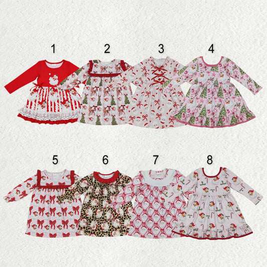 Sibling Baby Girls Chrismtas  Long Sleeve Santa Dress