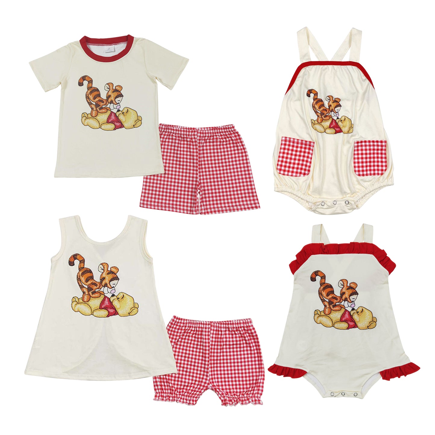 Baby Sibling Cartoon Tiger Bear Set & Romper