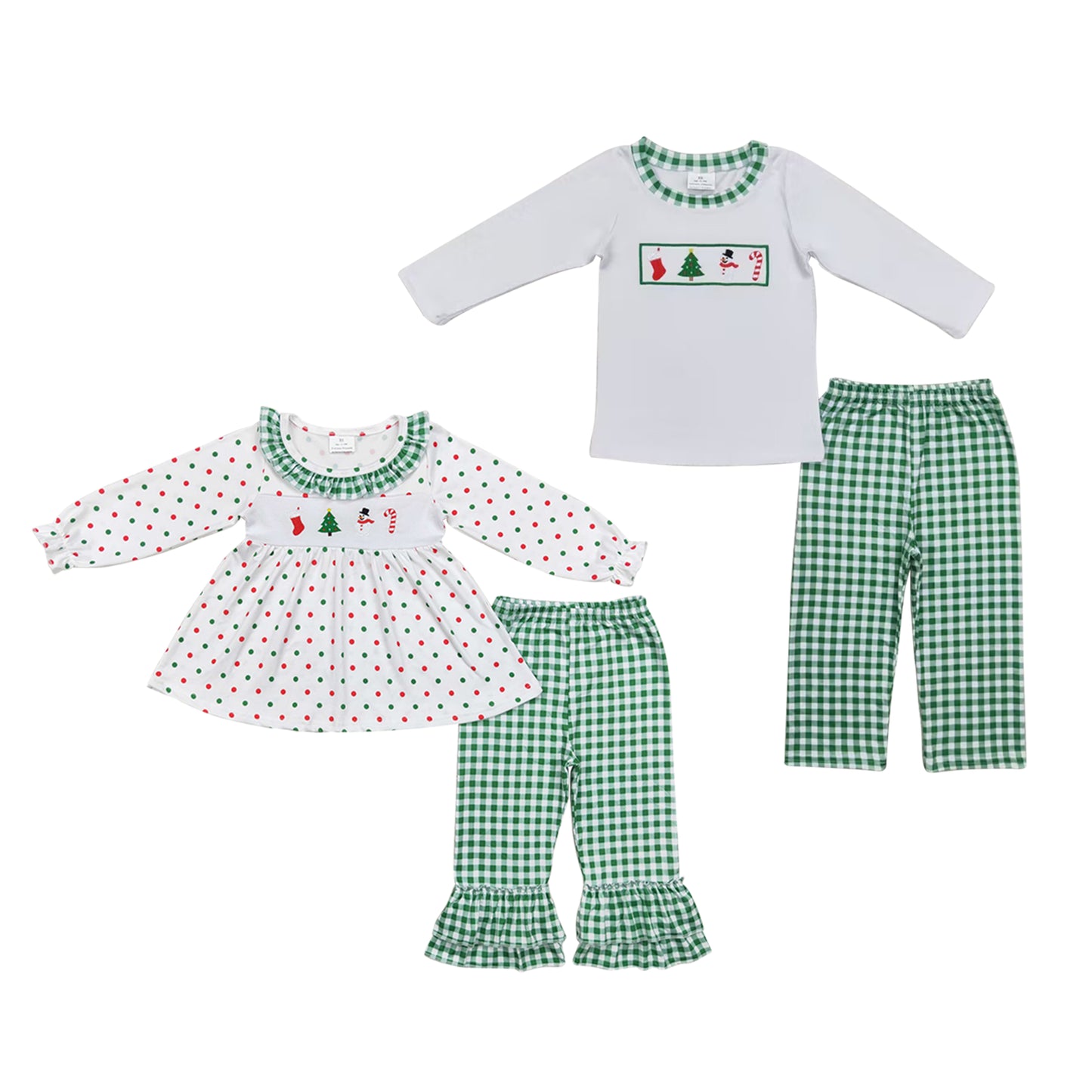 Toddler Girls Boys Outfit Christmas Tree Sonwmen Sibling Set