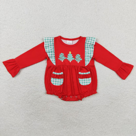 Newborn Baby Girls Christmas Tree Bubble Romper