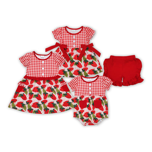 Toddler Girl Boys Sibling Summer Wear Strawberry Outfit Dress Romper
