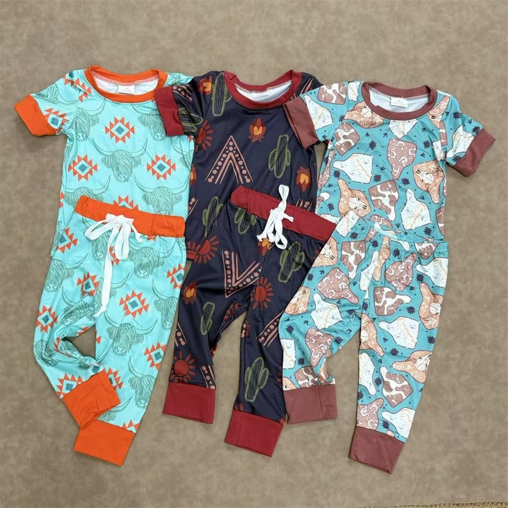 Sibling Toddler Boys Western Short Sleeve Top Pajama Set
