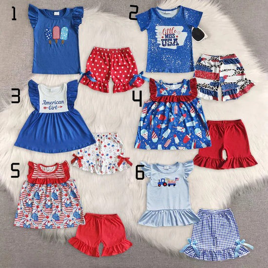 Toddler Baby Girls Sibling July 4th Summer Shorts Set