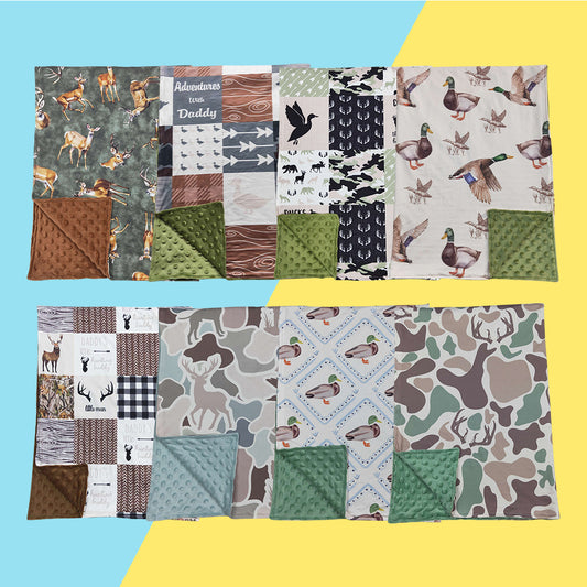 Sibling Baby Girls or Boys Hunting Season Camo Duck Deer Blanket