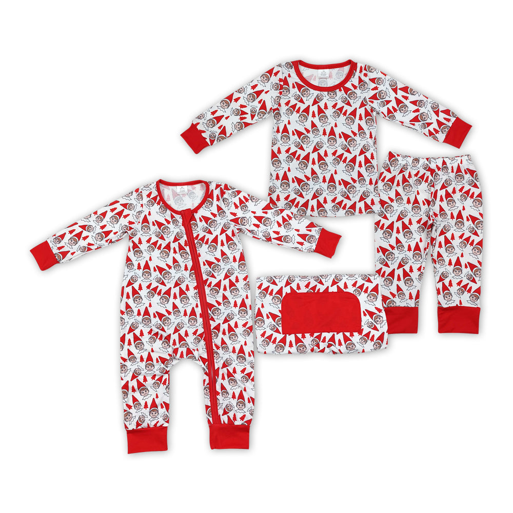 Baby Boys Red Shelf Christmas Bamboo Pajamas and Romper